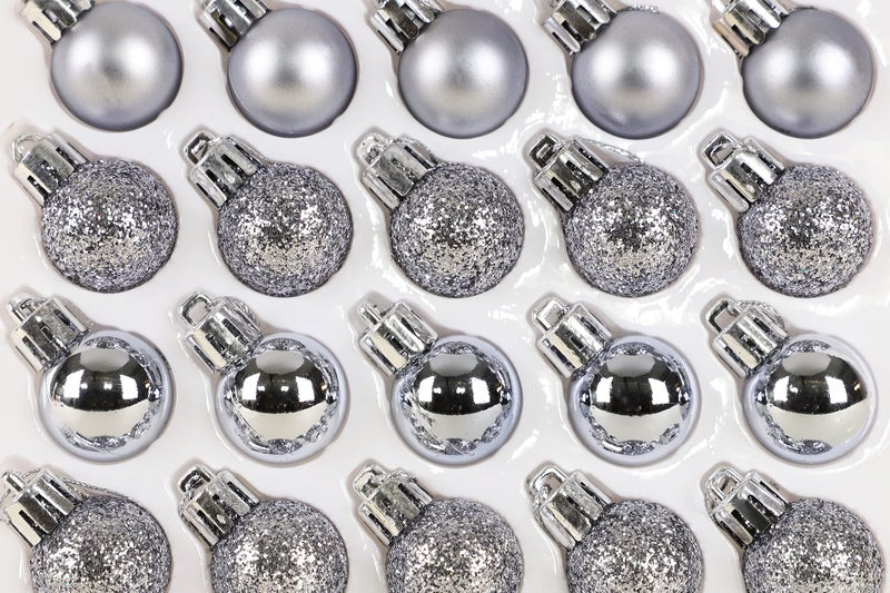 Christmas ConceptsÂ® Pack of 25-25mm Mini Christmas Tree Baubles - Shiny, Matte & Glitter Decorated Ornaments (Graphite Grey) - Image 5